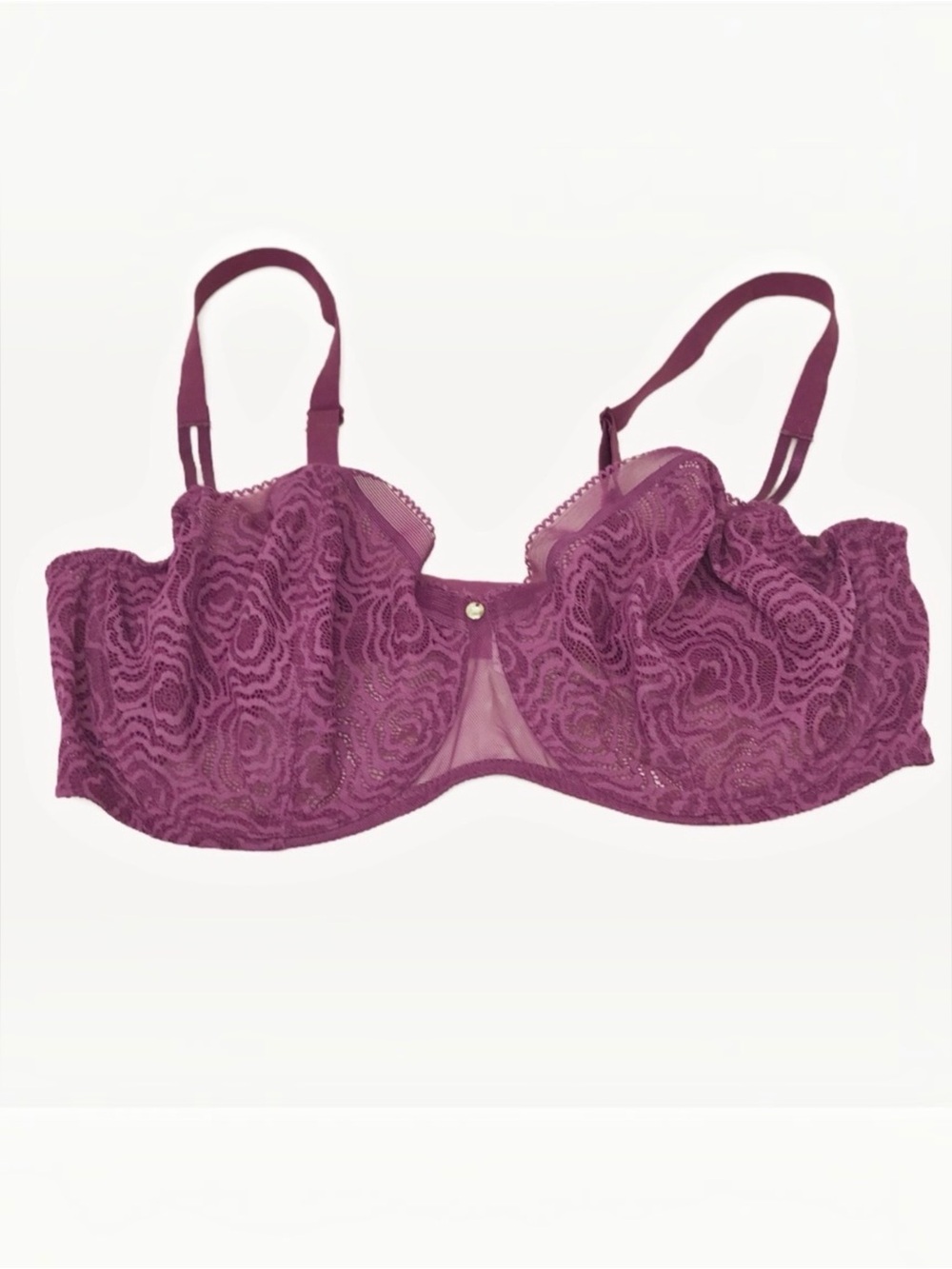 Chantelle C Jolie Lace Unlined Demi Bra 38DD Purple